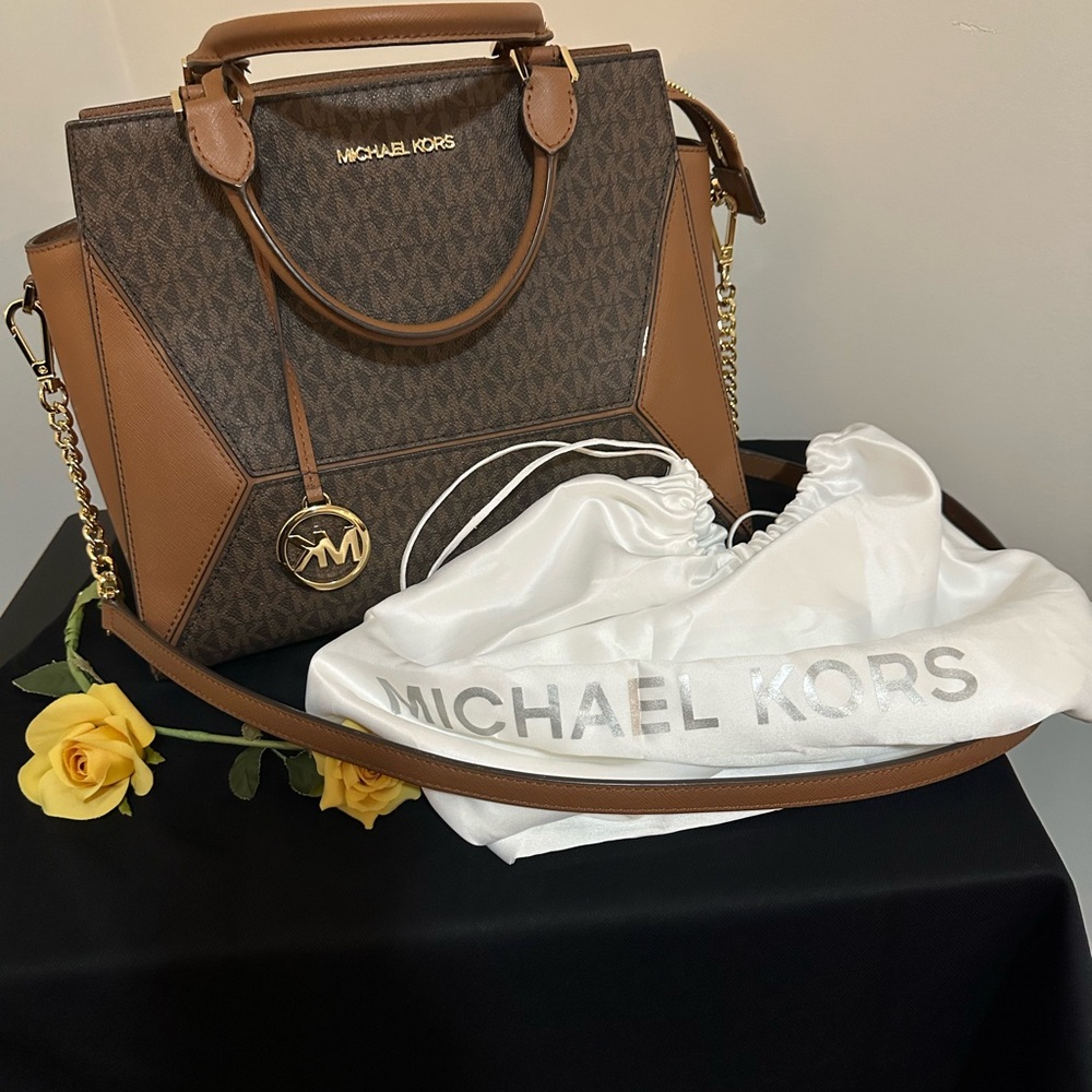 Michael Kors Brown and Tan Satchel Bag